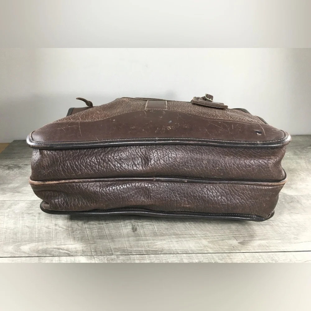 J W Hulme Original Heavy Leather Briefcase Messenger Overnight American Made